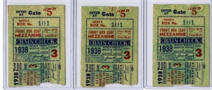 1938 World Series Game 3 Ticket Stubs (3 stubs)